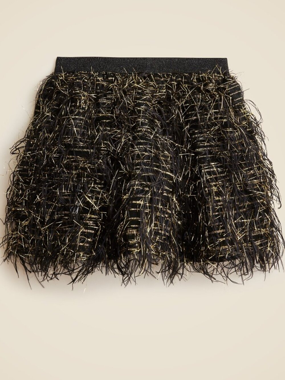 NWT Crewcuts J. Crew Gold Tinsel Feathered Holiday Elastic Skirt Girls M (8 - 9)